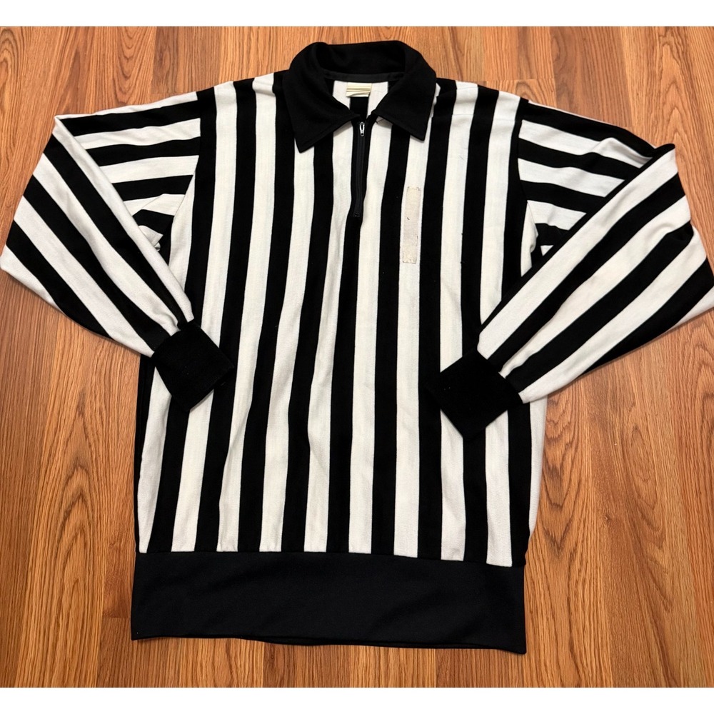 Saxon Referee Jersey Mens Large Hockey Official Black White Striped Canada